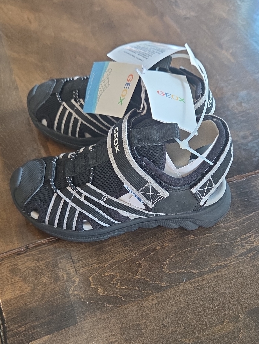 Geox Size 10.5 Boy's Black and White Outdoor Sandals NEW